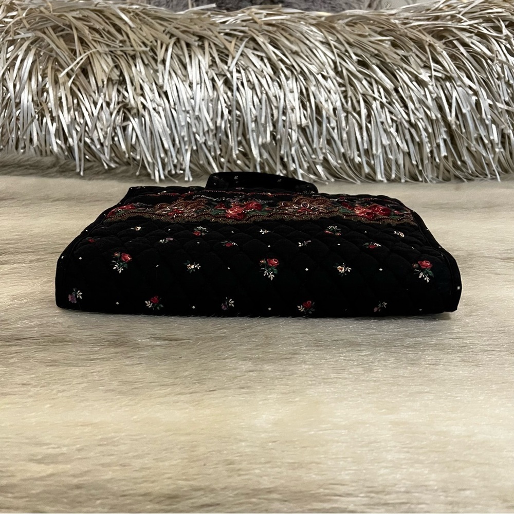Vintage VERA BRADLEY 1997 Trifold Travel Hanging Toiletries Bag  Black Red Roses - Picture 7 of 12